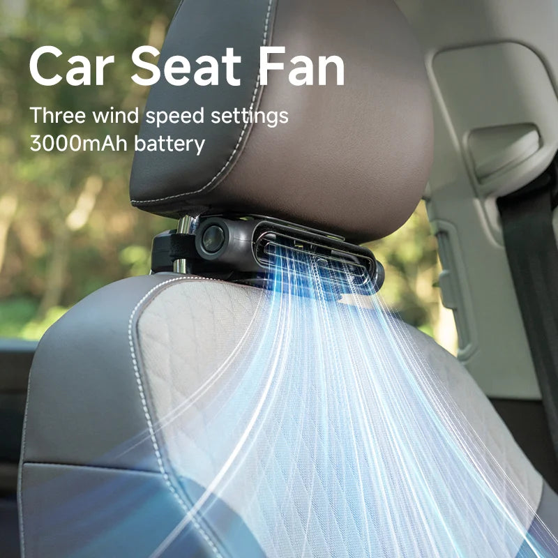 USB Car Seat Cooling Fan 3 Speed Settings Adjustable Automotive Front and Rear Seat Fan for All Cars Jeep Van Truck